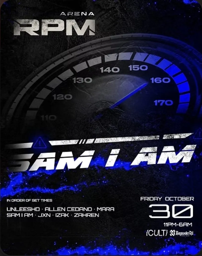 RPM ARENA | HALLOWEEN SPECIAL | SAM I AM HEADLINING | FRIDAY 30TH OCTOBER discount and tickets