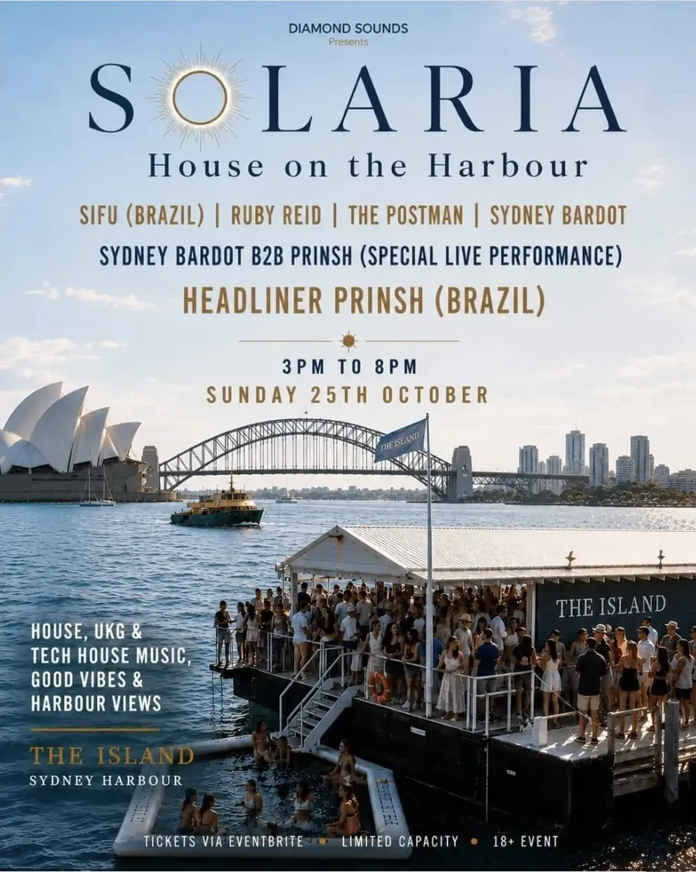 The Island x Diamond Sounds: Solaria – House on The Harbour Sunday Sessions discount and tickets